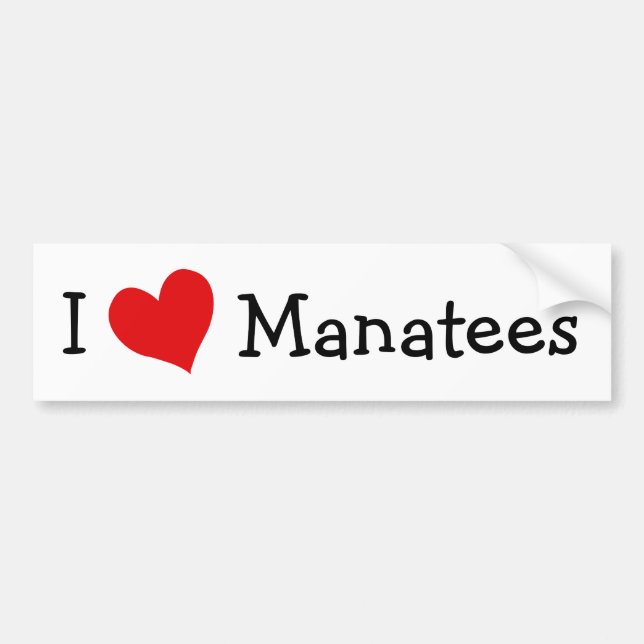I Love Manatees Bumper Sticker (Front)
