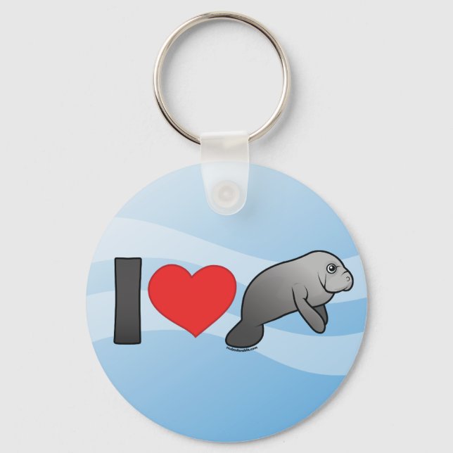 I Love Manatees Keychain (Front)