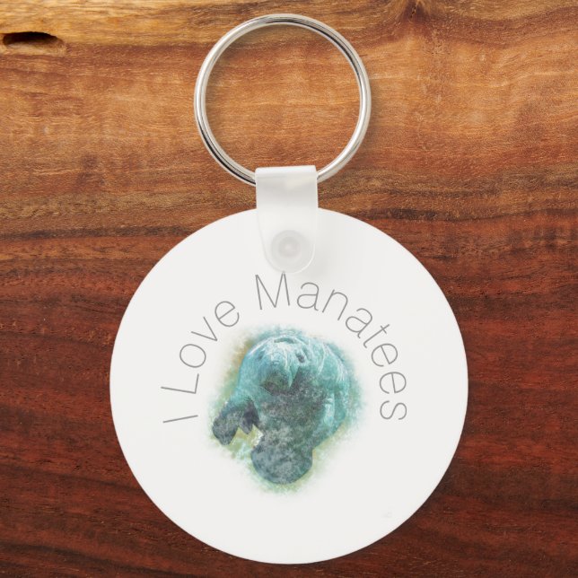 I Love Manatees Keychain (Front)