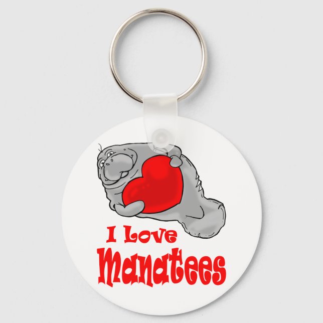 I Love Manatees Keychain (Front)