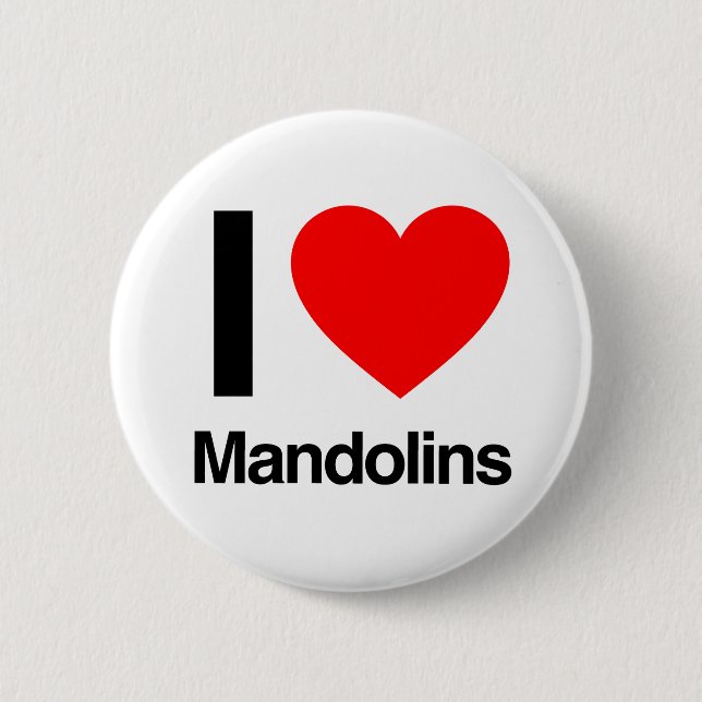 i love mandolins 2 inch round button (Front)