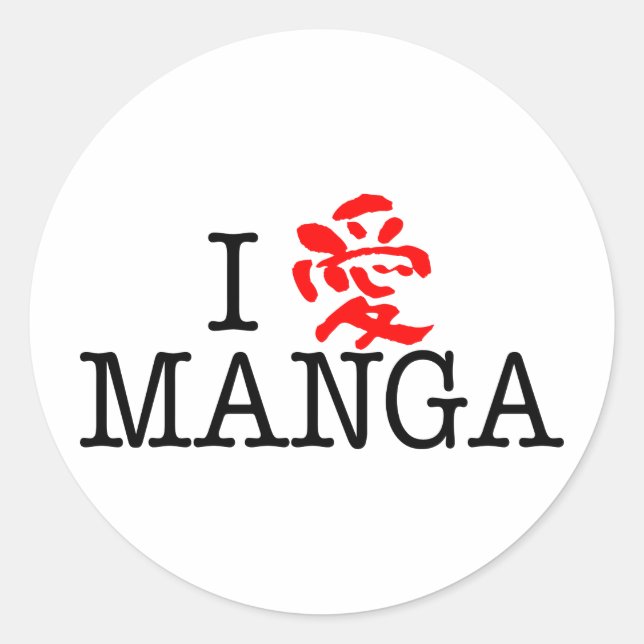 I Love Manga Classic Round Sticker (Front)