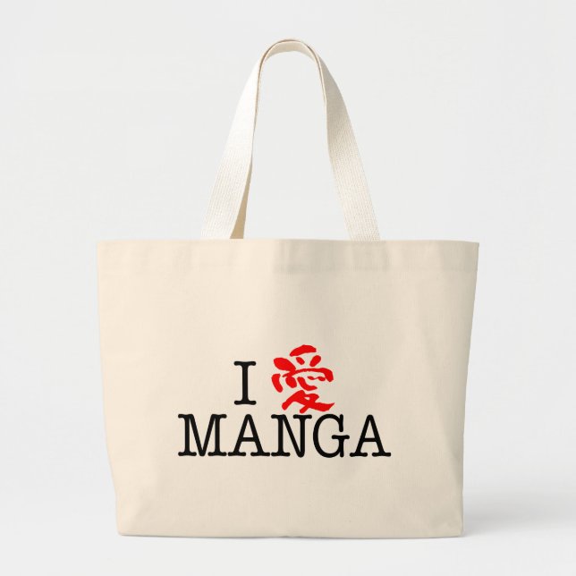 I Love Manga Large Tote Bag (Front)