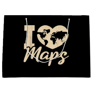 I Love Maps, Geography Large Gift Bag