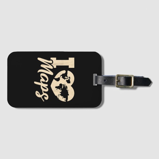 I Love Maps, Geography Luggage Tag (Front Horizontal)