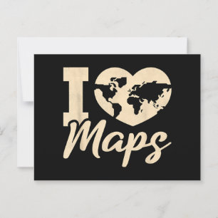 I Love Maps, Geography Postcard