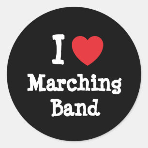I love Marching Band heart custom personalized Classic Round Sticker