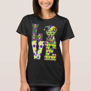I Love Mardi Gras Boxer Dog Funny Mask Festival T-Shirt