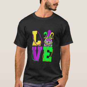 I Love Mardi Gras Funny American Eskimo Dog Mask C T-Shirt
