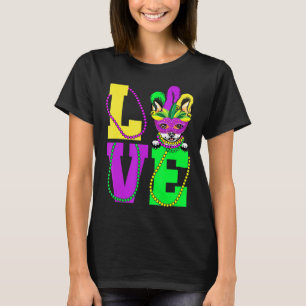 I Love Mardi Gras Funny Chihuahua Dog Mask Costume T-Shirt