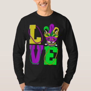 I Love Mardi Gras Funny Chihuahua Dog Mask Costume T-Shirt