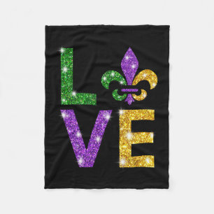 I Love Mardi Gras Mardi Gras Shirt For Girls Fleece Blanket