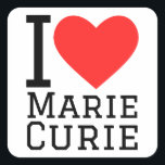 I love marie curie square sticker<br><div class="desc">I love marie curie , for science lovers</div>