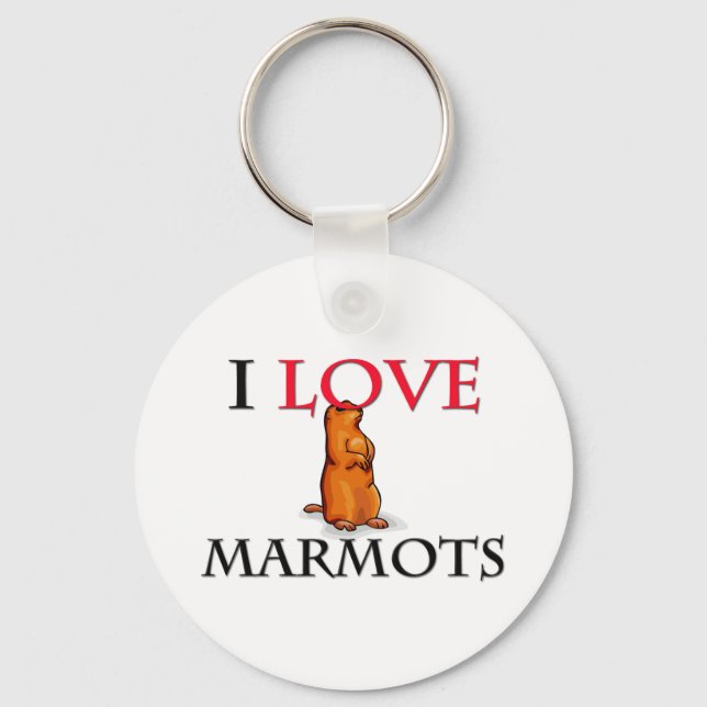 I Love Marmots Keychain (Front)