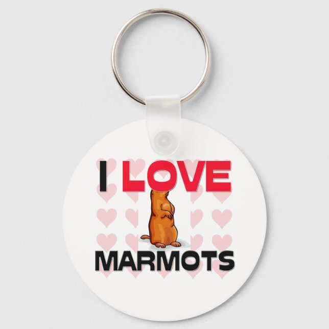 I Love Marmots Keychain (Front)