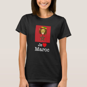 I Love Maroc, Cool Morocco Lions with Flag Illustr T-Shirt