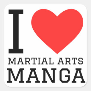 I love martial arts manga square sticker