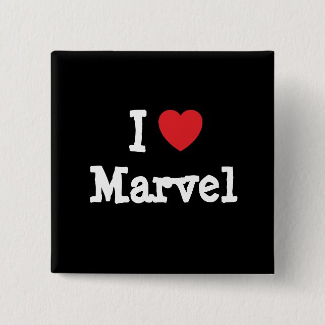 I love Marvel heart T-Shirt 2 Inch Square Button (Front)