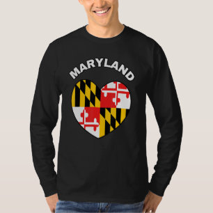 I Love Maryland MD State Flag Heart Baltimore Hon T-Shirt