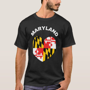 I Love Maryland MD State Flag Heart Baltimore Hon  T-Shirt