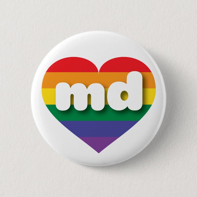 I Love Maryland Rainbow Heart 2 Inch Round Button (Front)