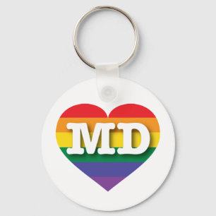 I Love Maryland Rainbow Heart Keychain