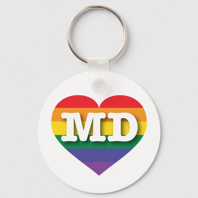 I Love Maryland Rainbow Heart Keychain (Front)
