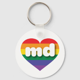 I Love Maryland Rainbow Heart Keychain