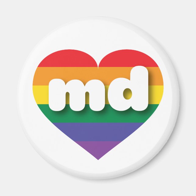 I Love Maryland Rainbow Heart Magnet (Front)
