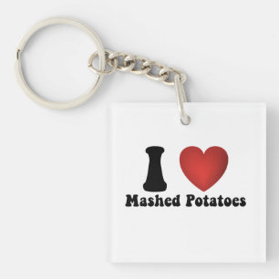 I Love Mashed Potatoes Thanksgiving Dinner Gift Keychain