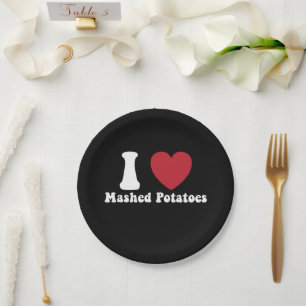 I Love Mashed Potatoes Thanksgiving Dinner Gift Paper Plate