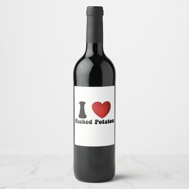I Love Mashed Potatoes Thanksgiving Dinner Gift Wine Label (Front)