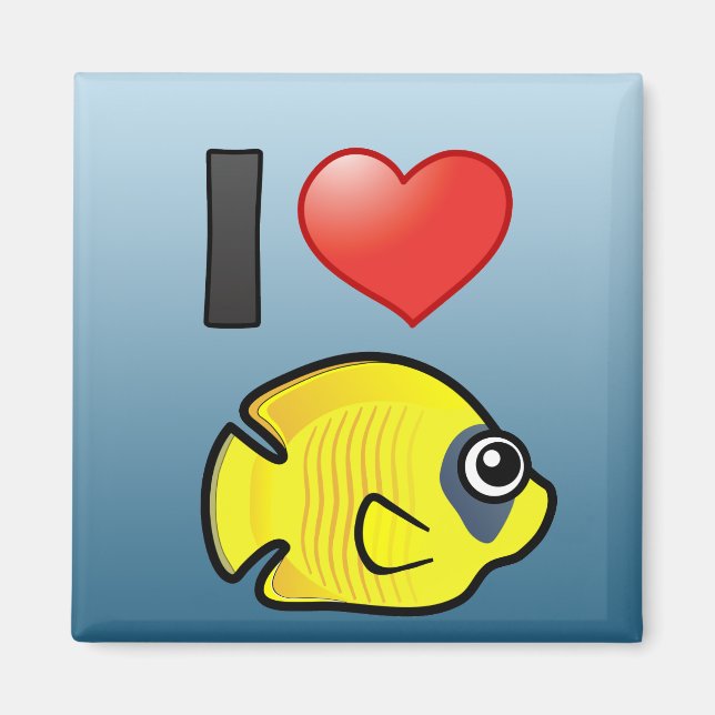 I Love Masked Butterflyfish Magnet (Front)