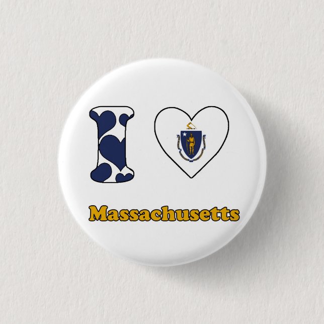 I love Massachusetts 1 Inch Round Button (Front)
