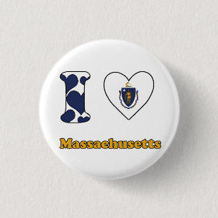 I love Massachusetts 1 Inch Round Button