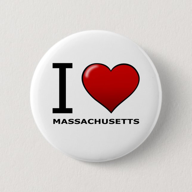I LOVE MASSACHUSETTS 2 INCH ROUND BUTTON (Front)