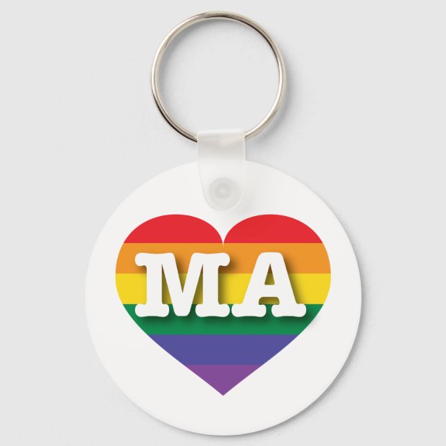 I love Massachusetts Gay Pride Keychain (Front)
