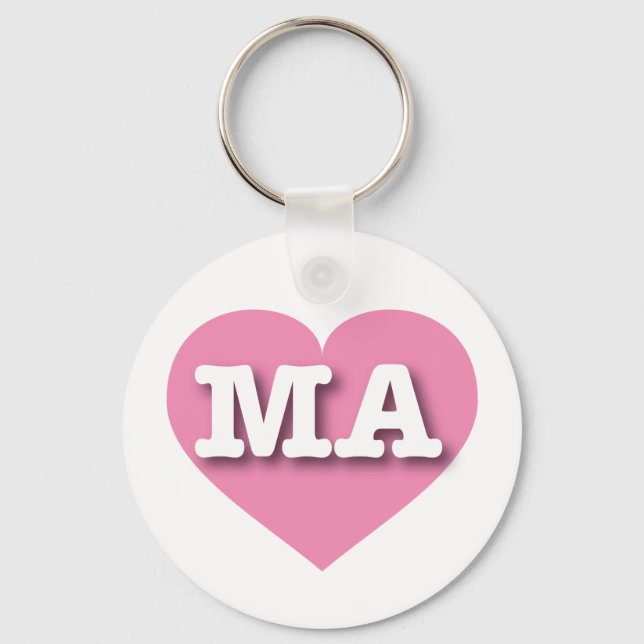 I love Massachusetts - MA pink heart Keychain (Front)