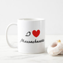 I Love Massachusetts Typographie Coeur Café Mug