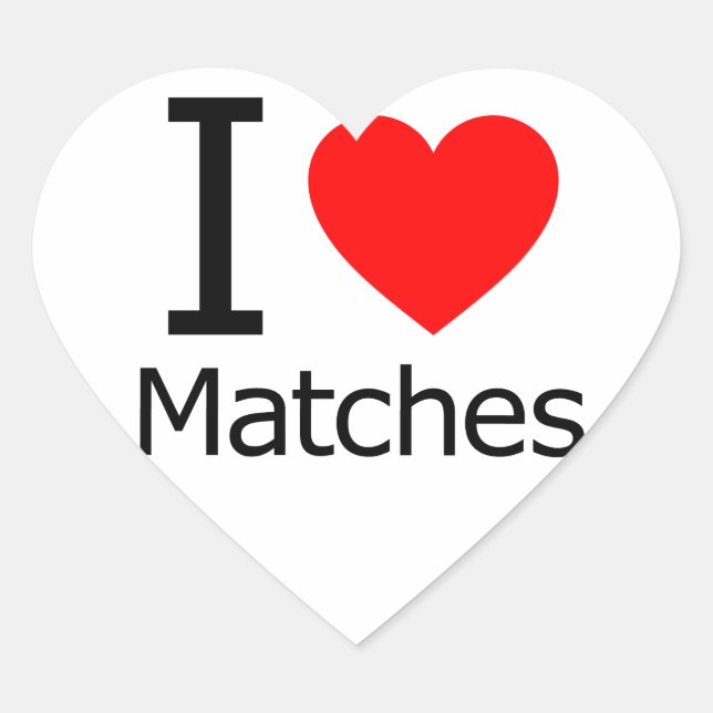 I Love Matches Heart Sticker (Front)