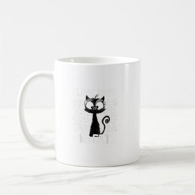 I Love Math And Cats Black Cat Funny Saying Cool M Coffee Mug (Left)