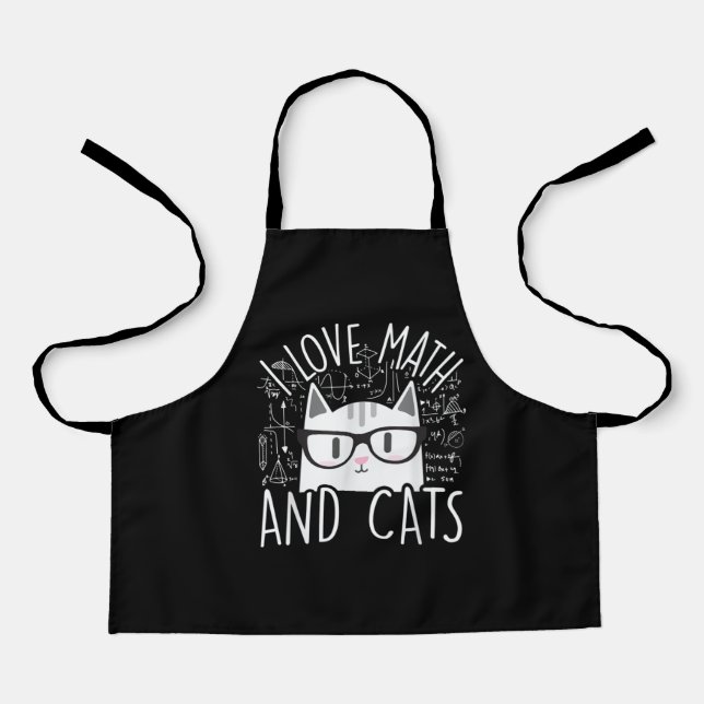 I Love Math And Cats Cute Kitty Cat Apron (Front)