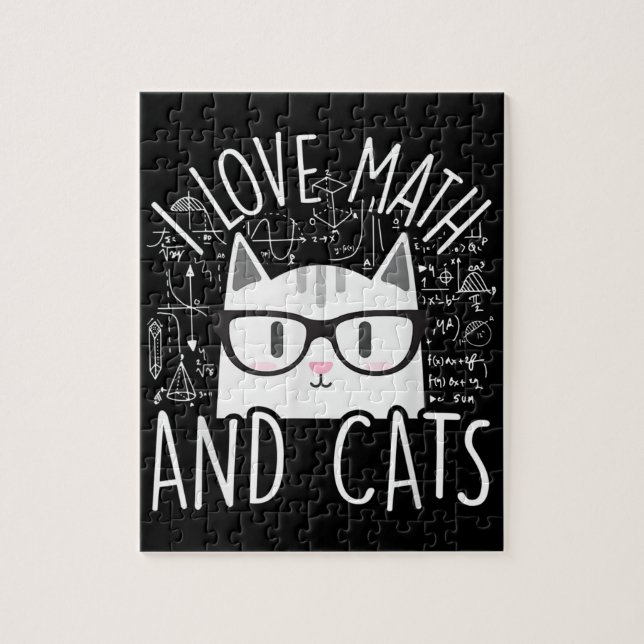 I Love Math And Cats Cute Kitty Cat Jigsaw Puzzle (Vertical)