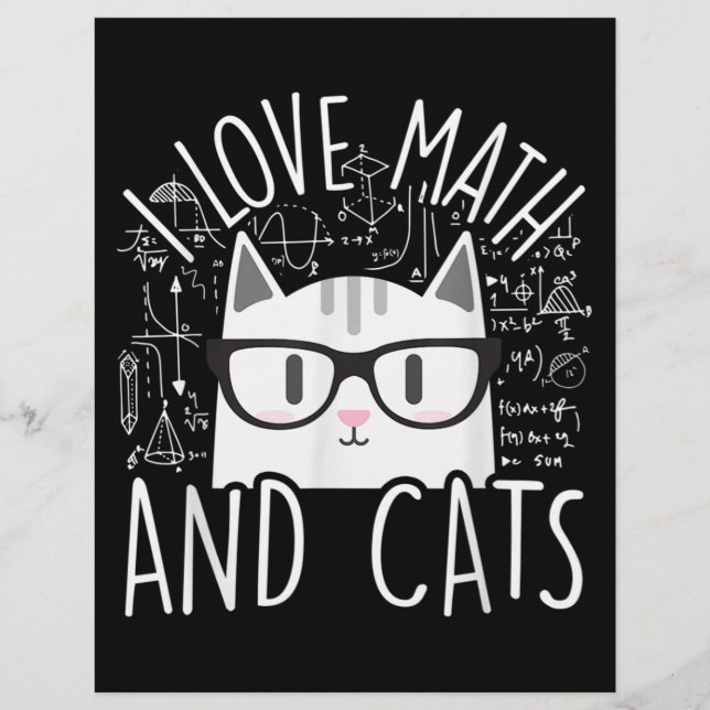 I Love Math And Cats Cute Kitty Cat Letterhead (Front)