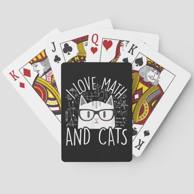I Love Math And Cats Cute Kitty Cat Playing Cards (Back)