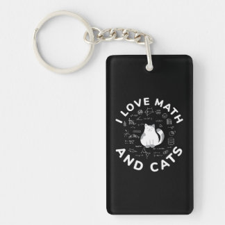 I Love Math And Cats Funny Cat Lover and Math Keychain