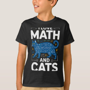 I Love Math And Cats Funny Teacher Student Kitten T-Shirt
