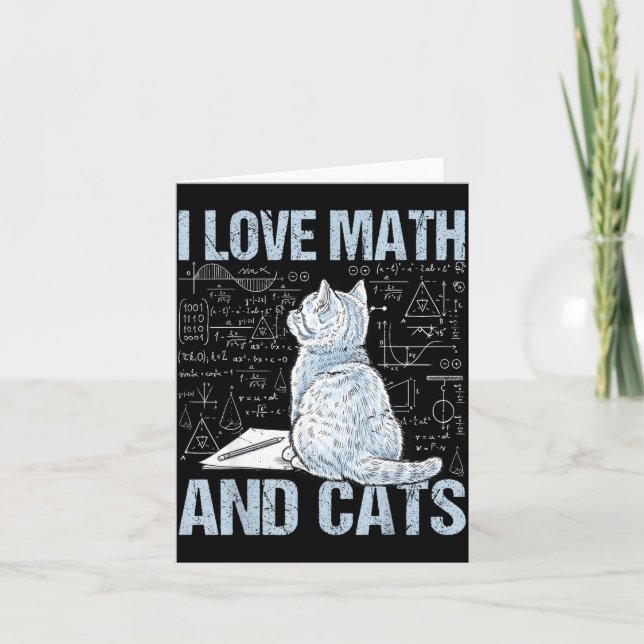 I Love Math And Cats Science Teacher Student Funny Card (Front)