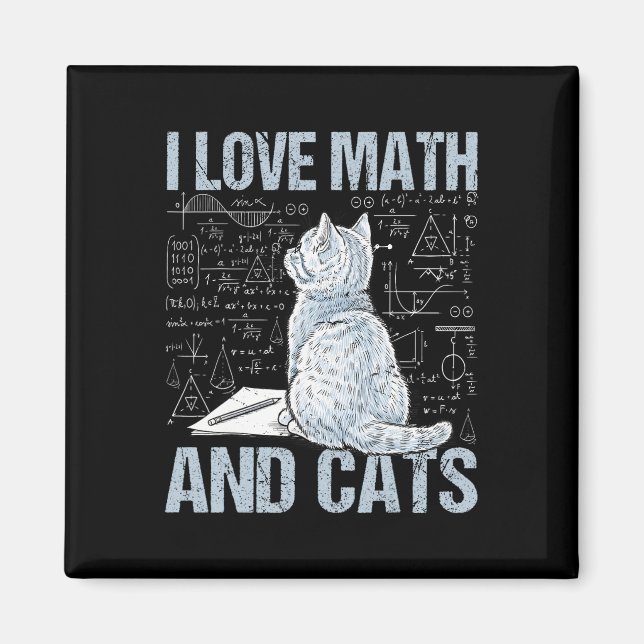 I Love Math And Cats Science Teacher Student Funny Magnet (Front)