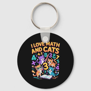 I Love Math And Cats Teacher Student Keychain